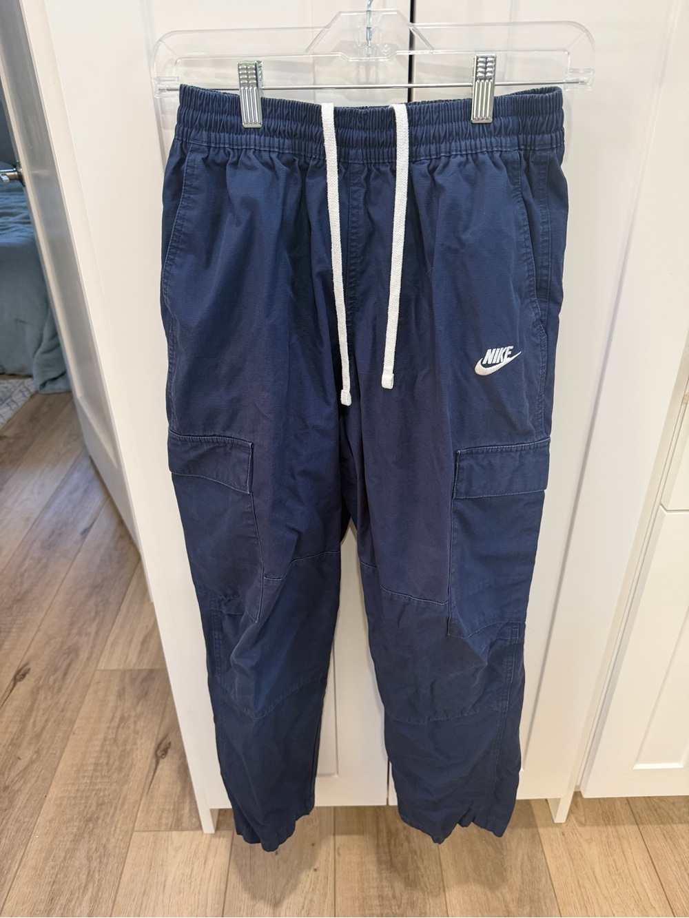 Nike Navy Cargo Joggers with White Drawcord